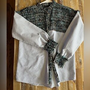 Zara Basic Multicolor Tweed top size XS